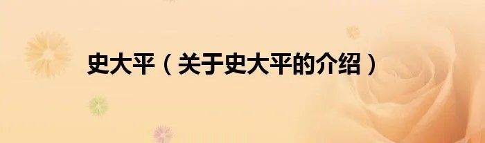 史大平(关于史大平的介绍)