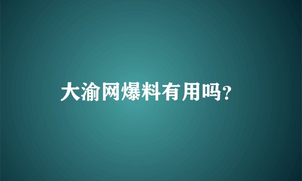 大渝网爆料有用吗？