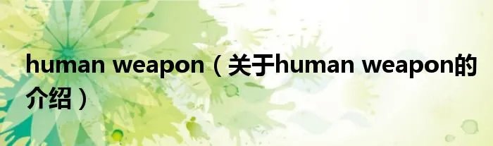 human weapon（关于human weapon的介绍）