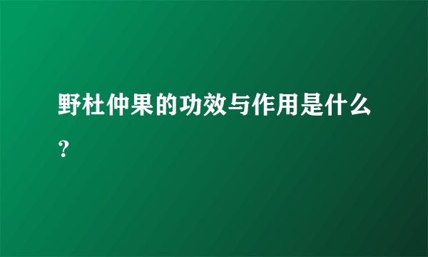 野杜仲果的功效与作用是什么？