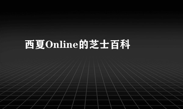 西夏Online的芝士百科