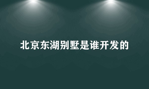 北京东湖别墅是谁开发的
