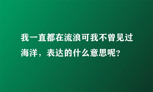 我一直都在流浪可我不曾见过海洋,表达的什么意思呢?