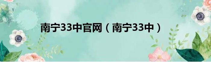 南宁33中官网(南宁33中)