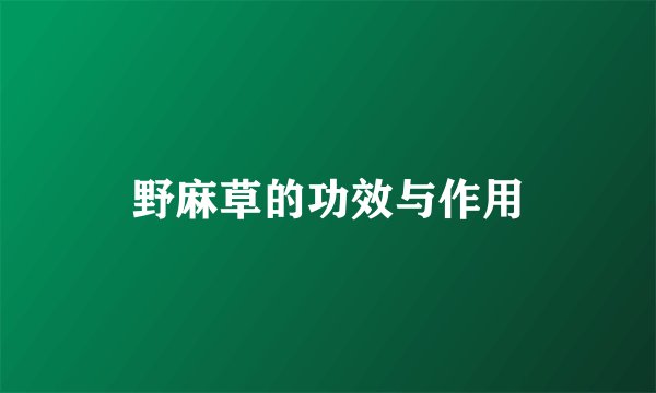 野麻草的功效与作用
