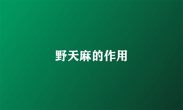 野天麻的作用