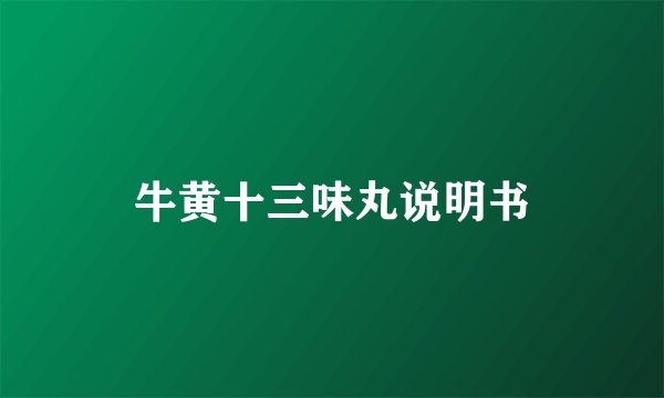 牛黄十三味丸说明书