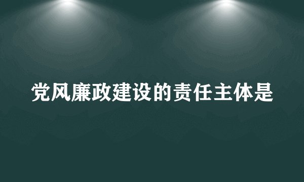党风廉政建设的责任主体是