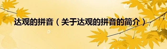 达观的拼音（关于达观的拼音的简介）