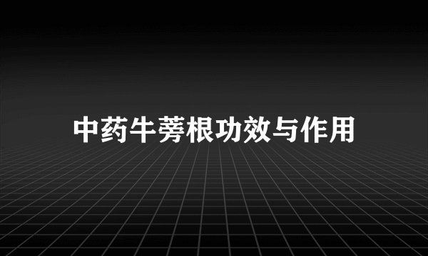 中药牛蒡根功效与作用
