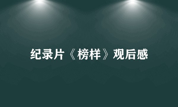 纪录片《榜样》观后感