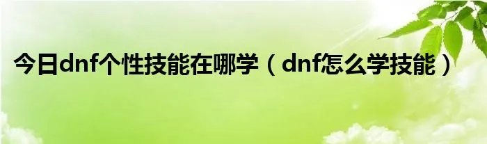 今日dnf个性技能在哪学(dnf怎么学技能)