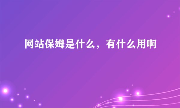 网站保姆是什么，有什么用啊