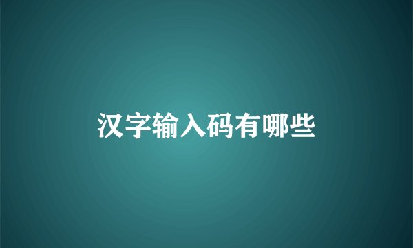汉字输入码有哪些