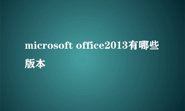 microsoft office2013有哪些版本