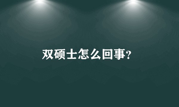 双硕士怎么回事？