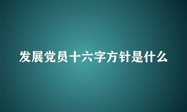 发展党员十六字方针是什么