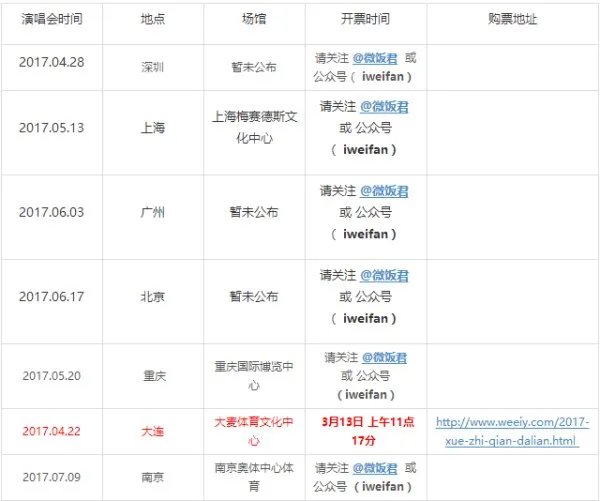 薛之谦2017巡回演唱会怎么安排的?