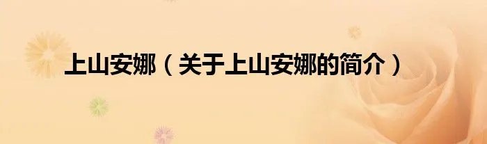 上山安娜（关于上山安娜的简介）