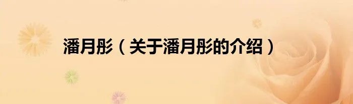 潘月彤(关于潘月彤的介绍)