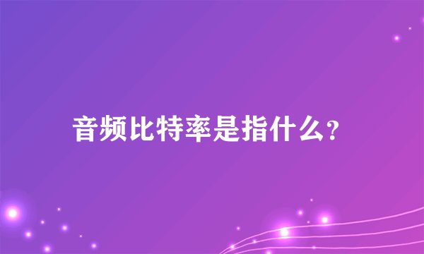音频比特率是指什么？
