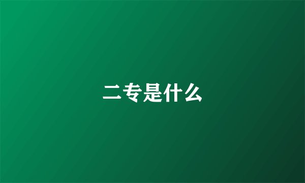 二专是什么