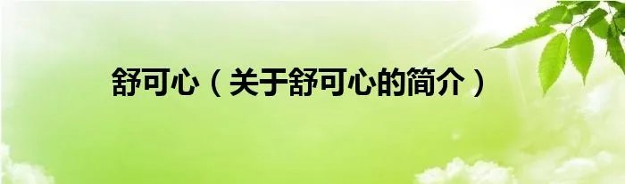 舒可心（关于舒可心的简介）