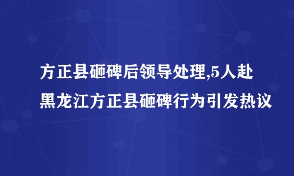 方正县砸碑后领导处理,5人赴黑龙江方正县砸碑行为引发热议