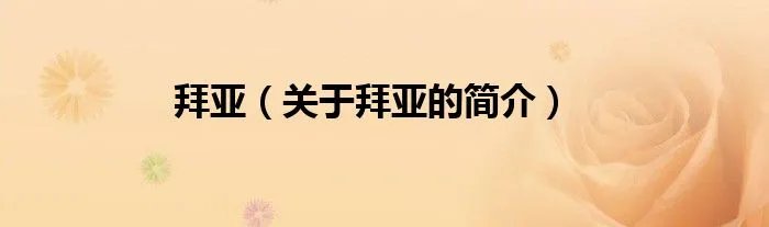 拜亚（关于拜亚的简介）