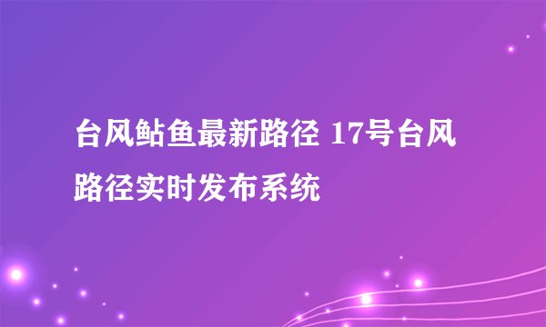 台风鲇鱼最新路径 17号台风路径实时发布系统