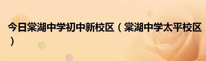 今日棠湖中学初中新校区（棠湖中学太平校区）
