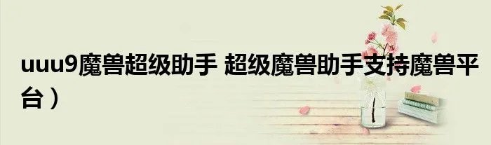 uuu9魔兽超级助手 超级魔兽助手支持魔兽平台）