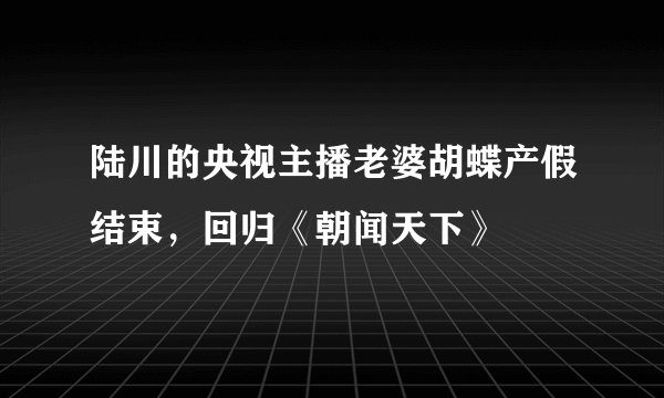 陆川的央视主播老婆胡蝶产假结束，回归《朝闻天下》