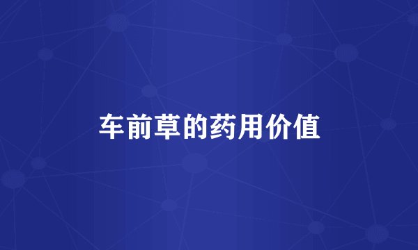 车前草的药用价值
