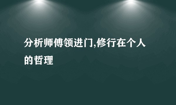 分析师傅领进门,修行在个人的哲理