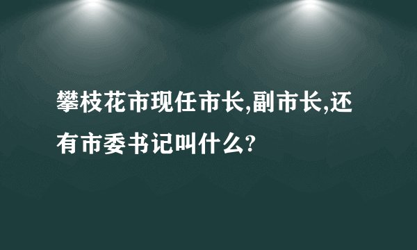 攀枝花市现任市长,副市长,还有市委书记叫什么?