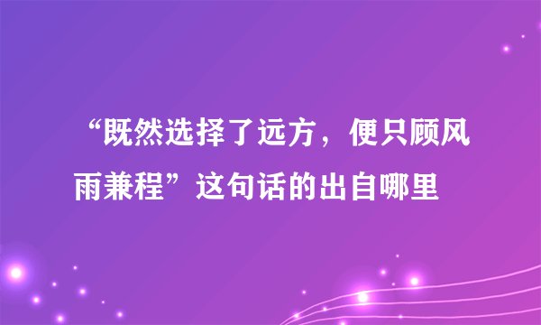 “既然选择了远方，便只顾风雨兼程”这句话的出自哪里