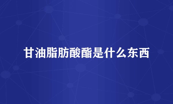 甘油脂肪酸酯是什么东西
