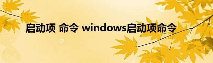 启动项 命令 windows启动项命令