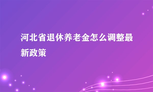 河北省退休养老金怎么调整最新政策