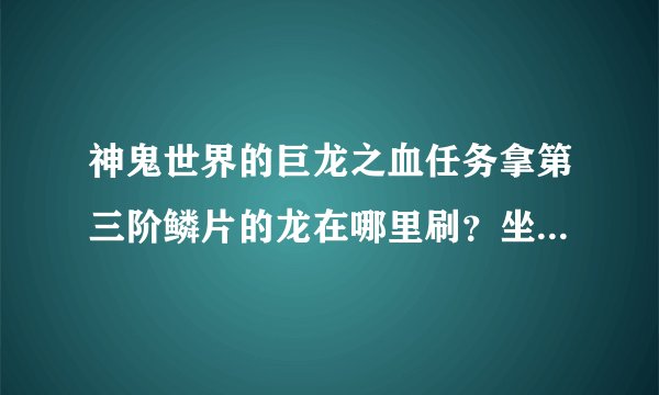 神鬼世界的巨龙之血任务拿第三阶鳞片的龙在哪里刷？坐标多少？