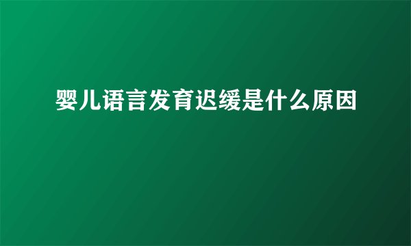 婴儿语言发育迟缓是什么原因