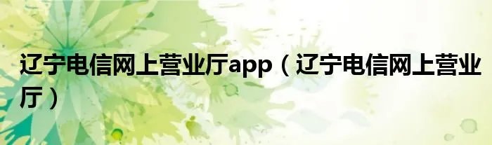 辽宁电信网上营业厅app（辽宁电信网上营业厅）