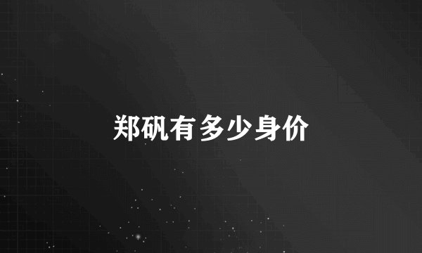 郑矾有多少身价
