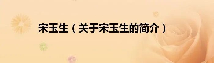 宋玉生（关于宋玉生的简介）