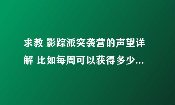 求教 影踪派突袭营的声望详解 比如每周可以获得多少加上公会加成 等等