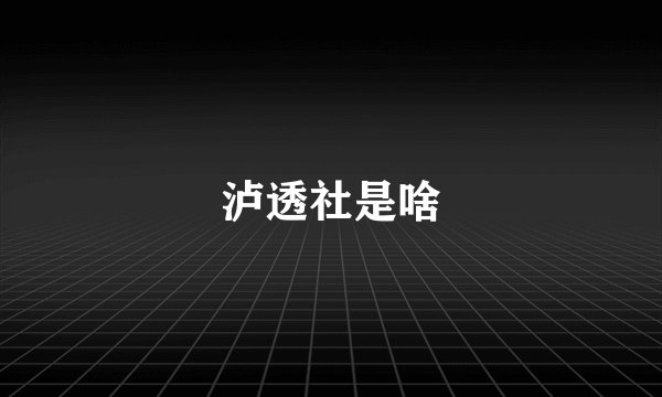 泸透社是啥