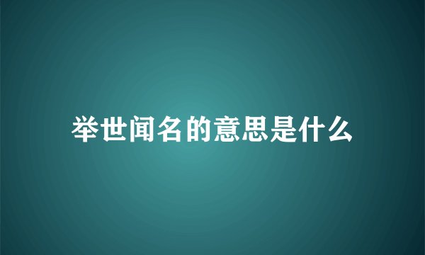 举世闻名的意思是什么