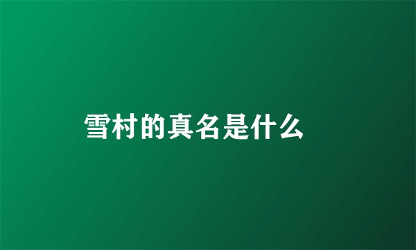 雪村的真名是什么﹖