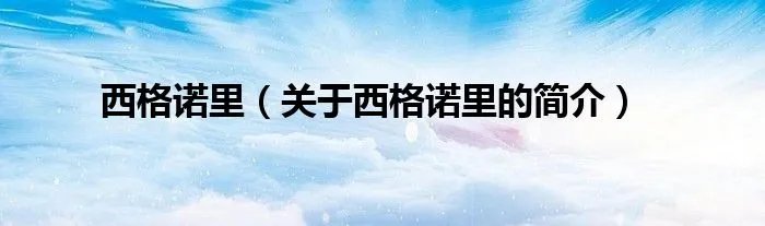 西格诺里（关于西格诺里的简介）